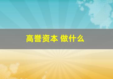 高誉资本 做什么